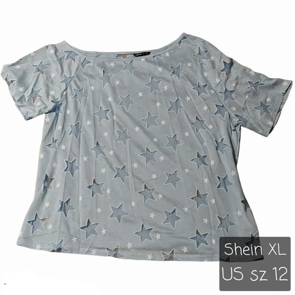Shein Blue and White Star Blouse